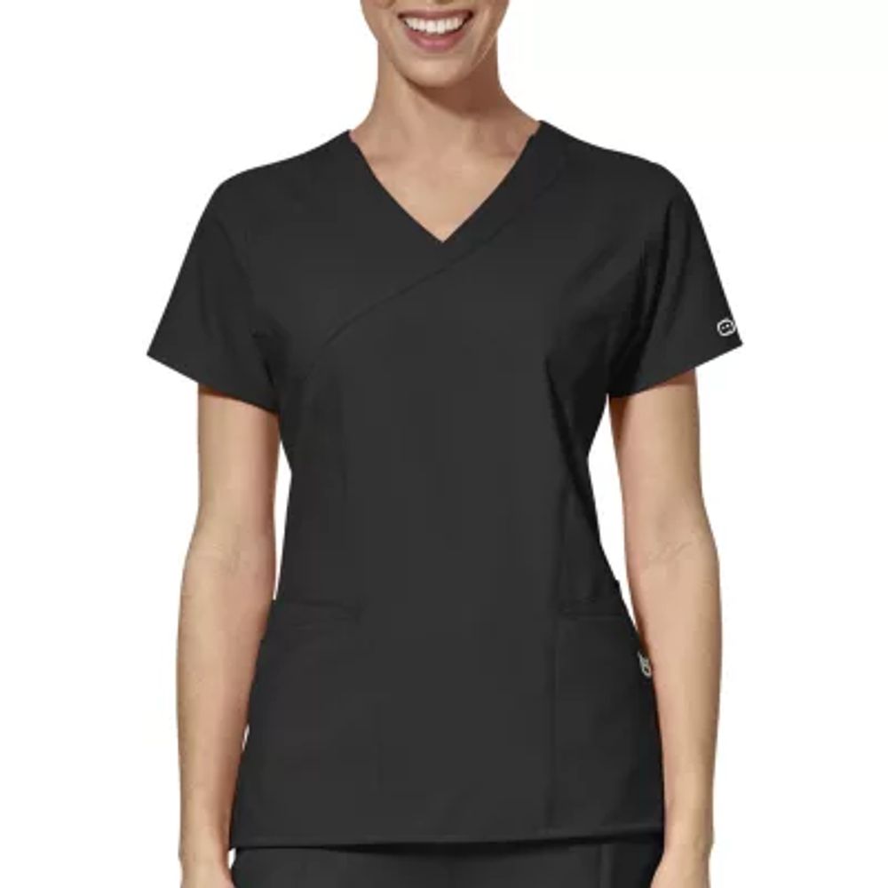 Wonder Wink W123 By Wonderwink 6455 Mock Wrap Womens Moisture Wicking Wrinkle Resistant Quick Dry Short Sleeve Scrub Top