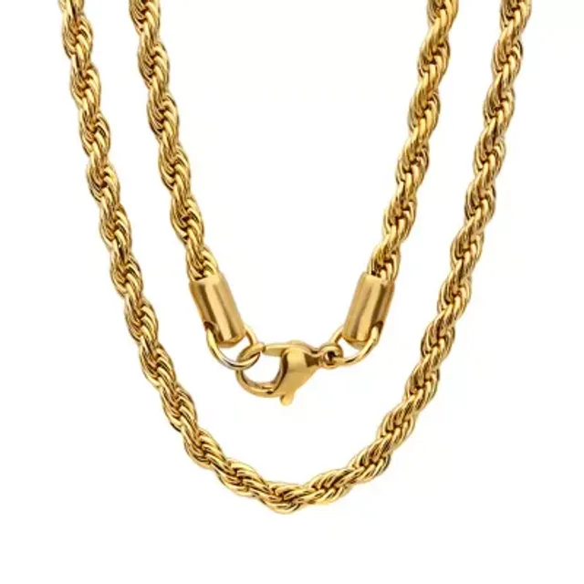 FINE JEWELRY 18K Gold Over Stainless Steel 30 Inch Semisolid Rope Chain  Necklace