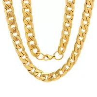 18K Gold Over Stainless Steel 24 Inch Semisolid Curb Chain Necklace