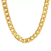 18K Gold Over Stainless Steel 24 Inch Semisolid Curb Chain Necklace