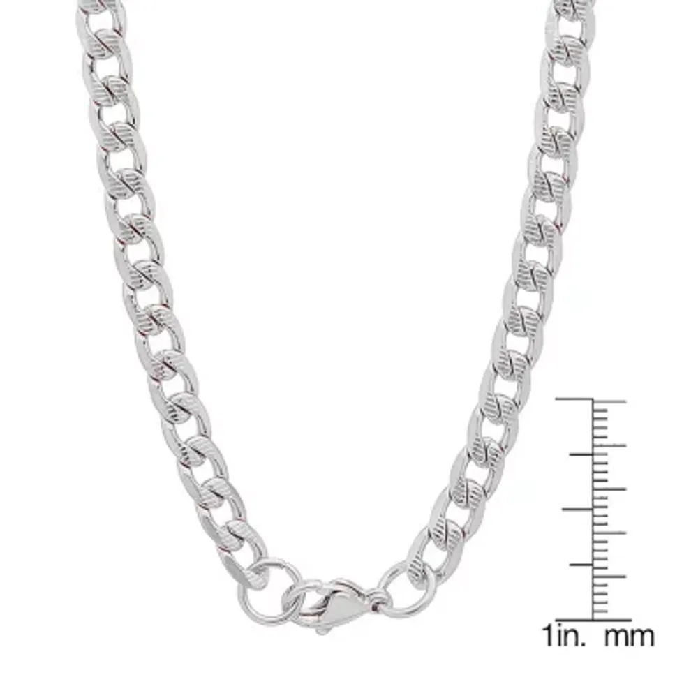 Stainless Steel 24 Inch Semisolid Curb Chain Necklace