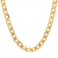 18K Gold Over Stainless Steel 24 Inch Semisolid Curb Chain Necklace