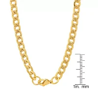 18K Gold Over Stainless Steel 24 Inch Semisolid Curb Chain Necklace