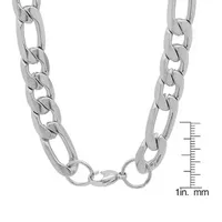 Stainless Steel 24 Inch Semisolid Figaro Chain Necklace