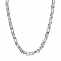 Stainless Steel 24 Inch Semisolid Mariner Chain Necklace