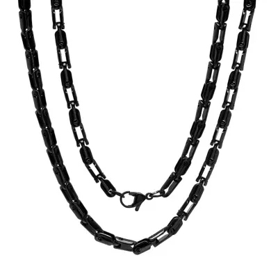 Stainless Steel 24 Inch Semisolid Mariner Chain Necklace