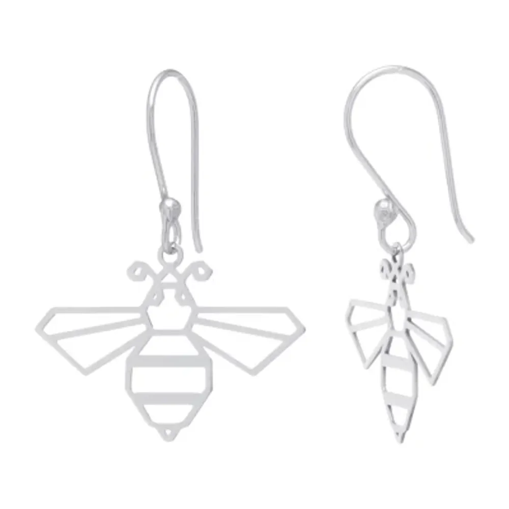 Silver Treasures Bee Sterling Silver Drop Earrings