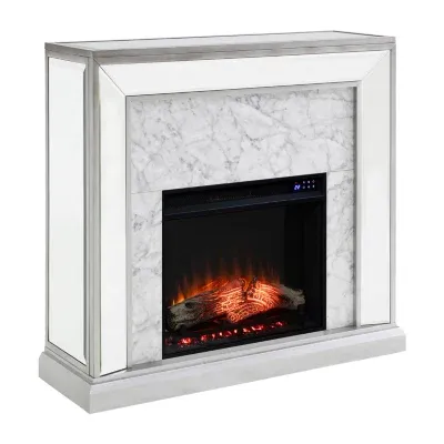 Jadian Mirrored Faux Marble Fireplace