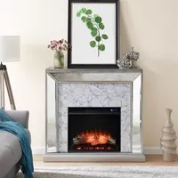 Jadian Mirrored Faux Marble Fireplace