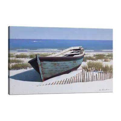 Lumaprints Blue Boat On Beach Giclee Canvas Art