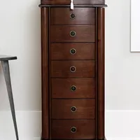 Hives And Honey Nora Lockable Walnut Jewelry Armoire