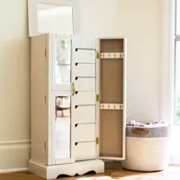 Hives And Honey Chelsea White Mirrored Jewelry Armoire