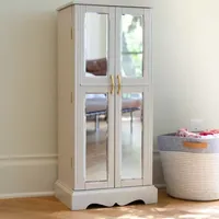 Hives And Honey Chelsea White Mirrored Jewelry Armoire