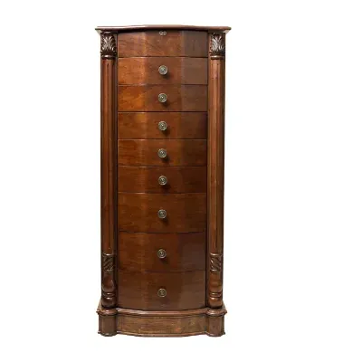Hives And Honey Louis Lockable Walnut Jewelry Armoire