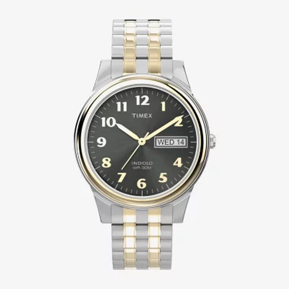 Timex® Mens Two-Tone Expansion Bracelet Watch