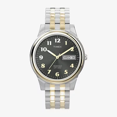 Timex® Mens Two-Tone Expansion Bracelet Watch