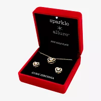 Sparkle Allure Light Up Box 2-pc. Cubic Zirconia 18K Gold Over Brass Heart Jewelry Set