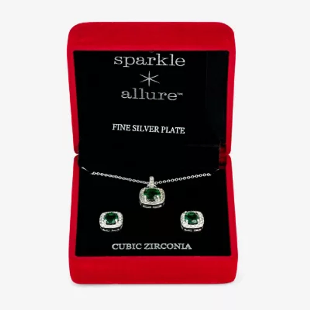 Sparkle Allure Light Up Box -pc. Cubic Zirconia Pure Silver Over Brass Round Jewelry Set