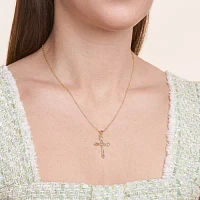 Sparkle Allure Internet Catalog Diamond Accent 18K Gold Over Brass 18 Inch Cable Cross Pendant Necklace