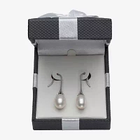 Womens Genuine White Cultured Freshwater Pearl Sterling Silver Drop Earrings