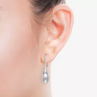 Womens Genuine White Cultured Freshwater Pearl Sterling Silver Drop Earrings