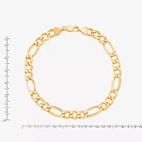 Mens 10K Gold 6.7mm 8.5" Hollow Figaro Bracelet 