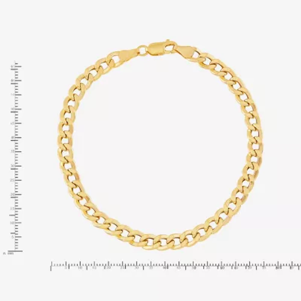 Mens 10K Gold 8.5 - 10 Inch 6mm Semi-Solid Curb Bracelet