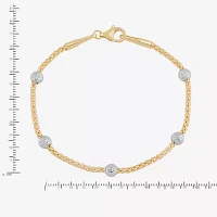 Mia Oro 14K Two Tone Gold 7.5 Inch Hollow Popcorn Link Bracelet