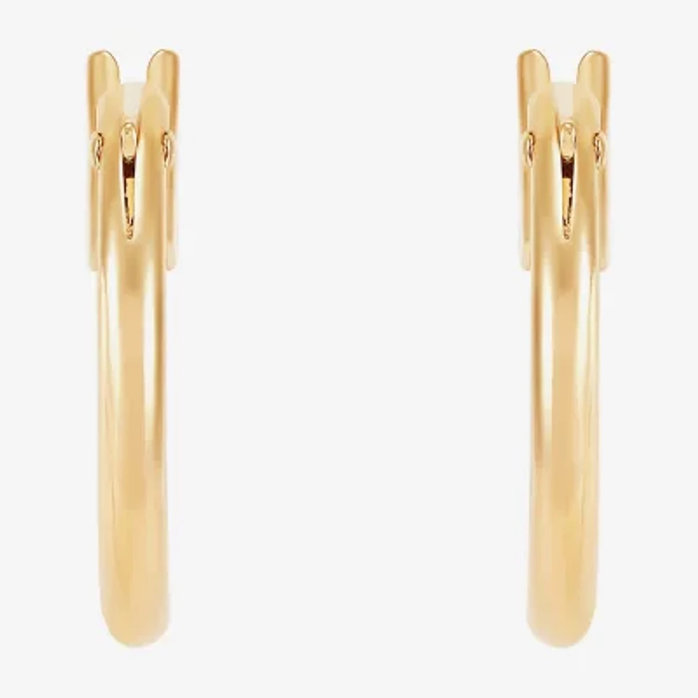 14K Gold 12mm Round Hoop Earrings