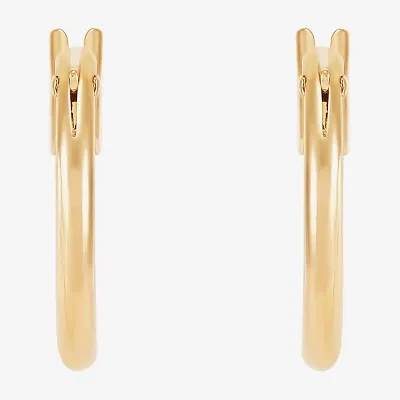 14K Gold 12mm Round Hoop Earrings