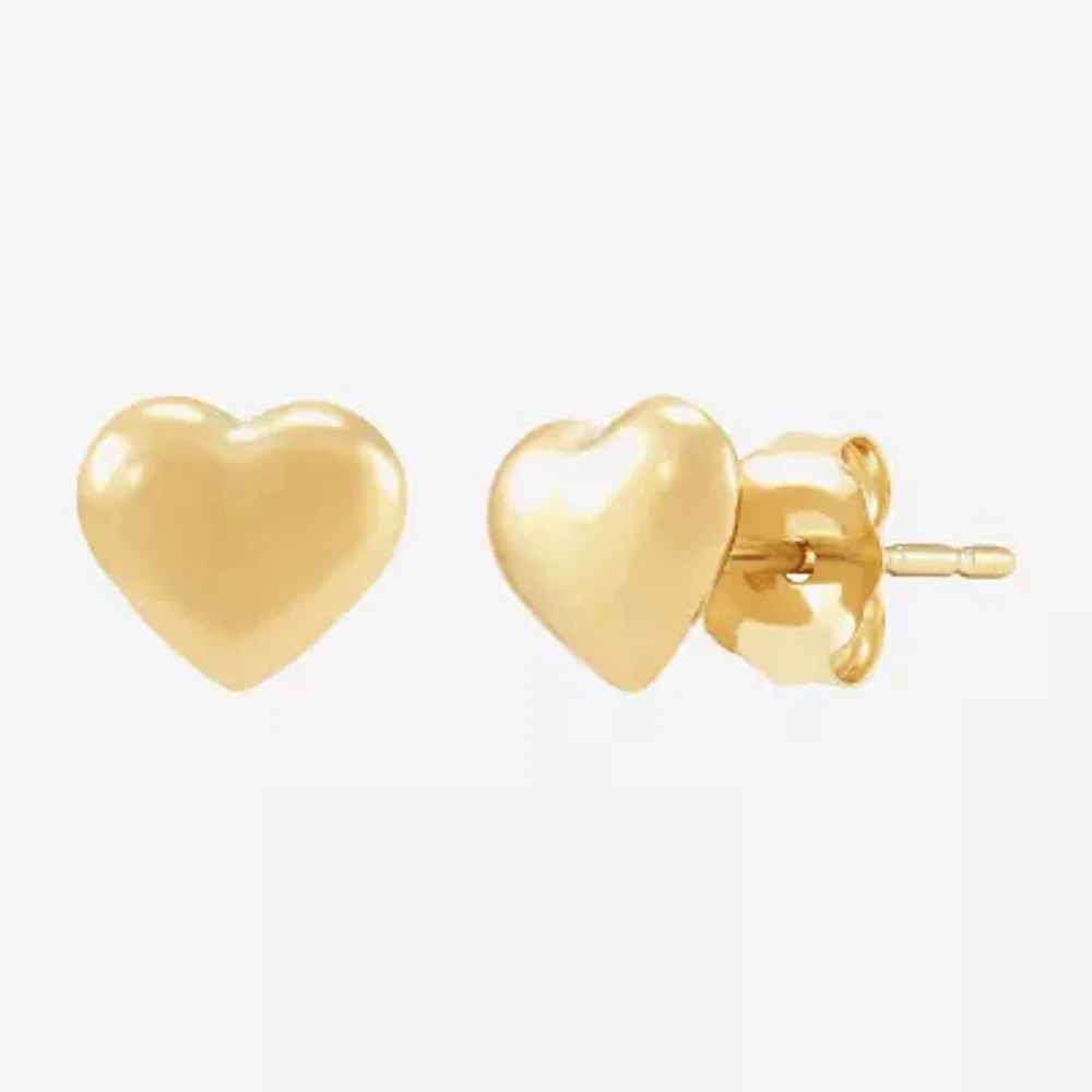 14K Gold 6.2mm Heart Stud Earrings