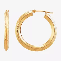 14K Gold Star-Cut Hoop Earrings