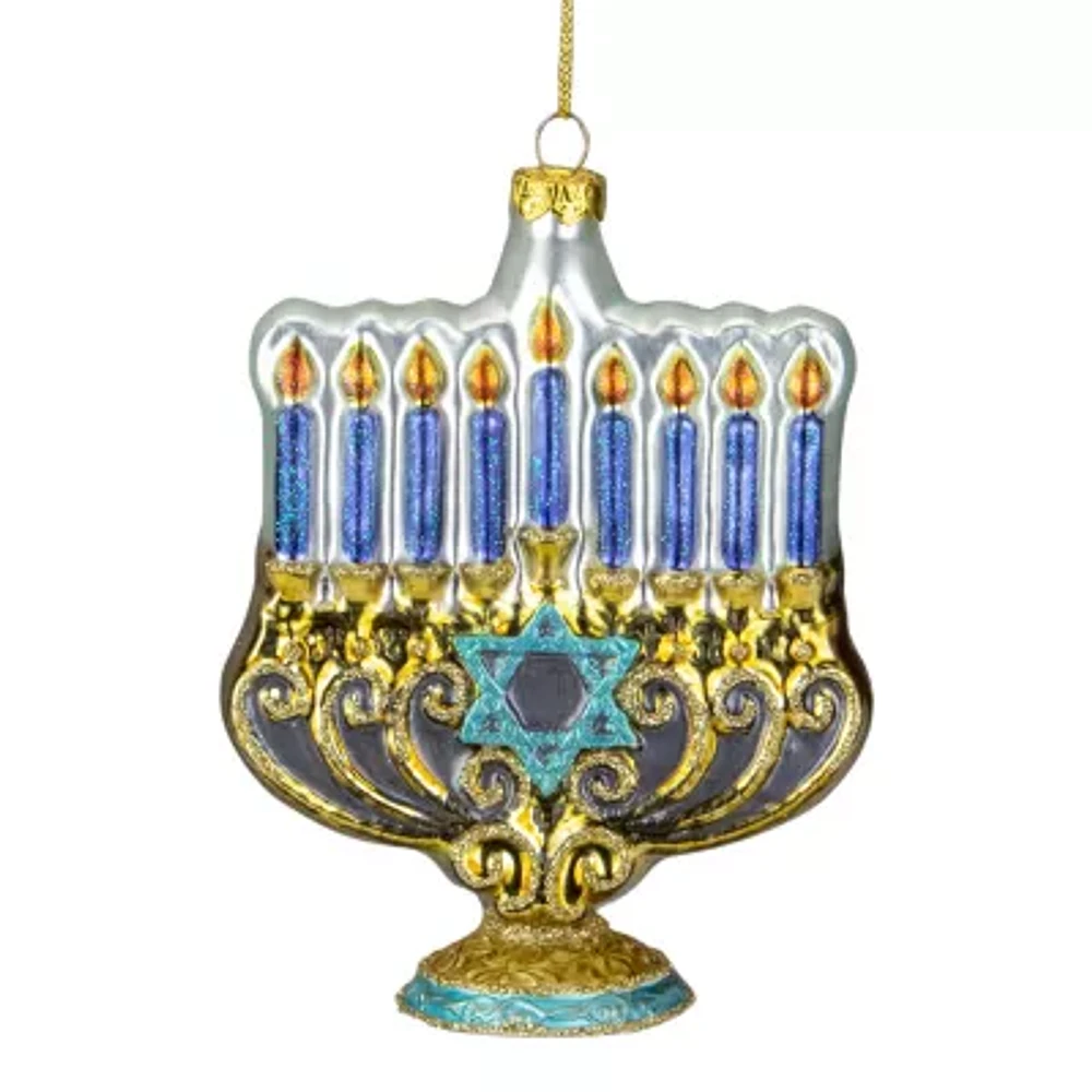 Northlight 5" Menorah Glass Ornament