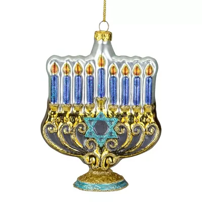 Northlight 5" Menorah Glass Ornament