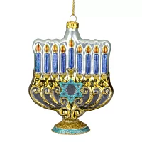 Northlight 5" Menorah Glass Ornament