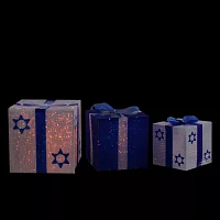 Northlight 12" Prelit Gift Box Hanukkah Yard Art