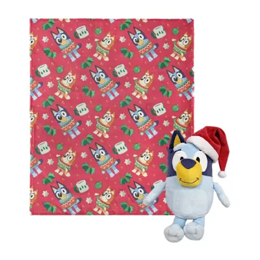 Northwest Bluey Festive Sweaters Silk Touch Blanket with Hugger Set