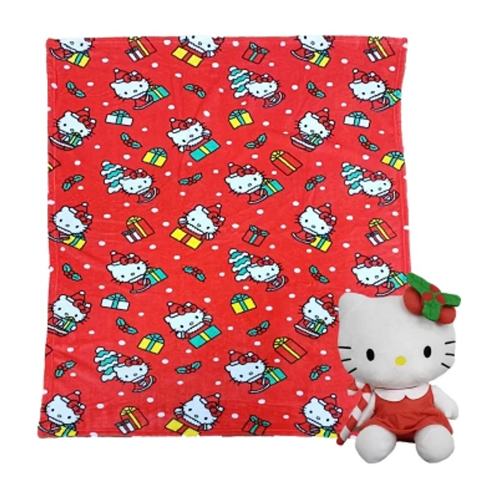 Northwest Hello Kitty Gifty Kitty Silk Touch Blanket with Hugger Set