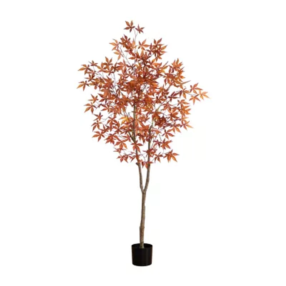 Nearly Natural 6' Orange Japanese Maple Indoor Artificial Tree