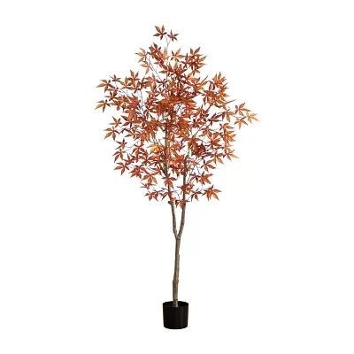 Nearly Natural 6' Orange Japanese Maple Indoor Artificial Tree