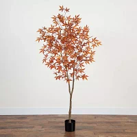 Nearly Natural 6' Orange Japanese Maple Indoor Artificial Tree