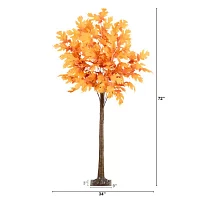 Nearly Natural 6' Orange Prelit Maple Artificial Tree