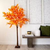 Nearly Natural 6' Orange Prelit Maple Artificial Tree