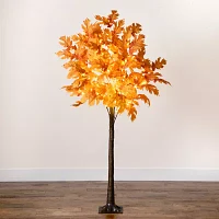 Nearly Natural 6' Orange Prelit Maple Artificial Tree