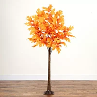 Nearly Natural 6' Orange Prelit Maple Artificial Tree