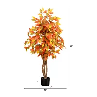 Nearly Natural 3' Orange Ficus Indoor Artificial Tree