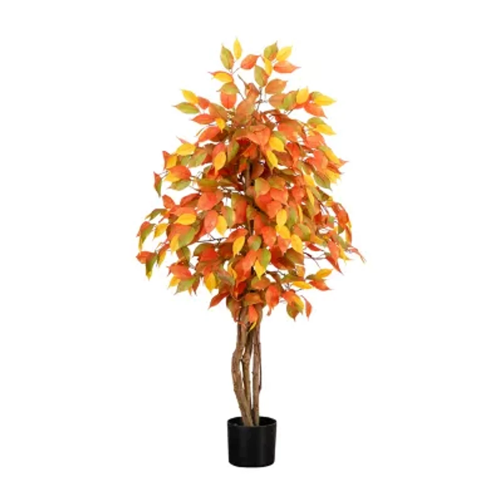 Nearly Natural 3' Orange Ficus Indoor Artificial Tree