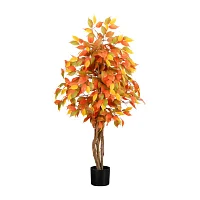 Nearly Natural 3' Orange Ficus Indoor Artificial Tree