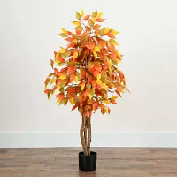 Nearly Natural 3' Orange Ficus Indoor Artificial Tree