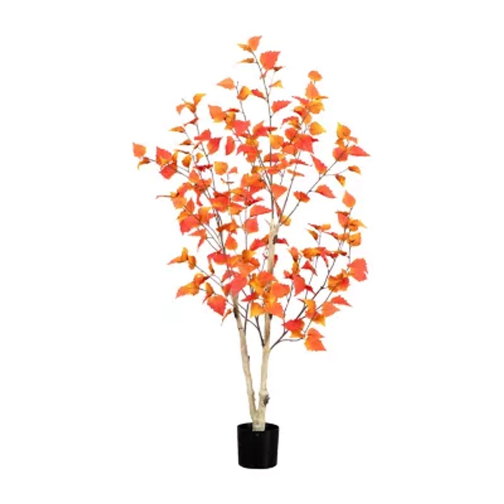 Nearly Natural 4' Orange Autumn Birch Indoor Artificial Tree